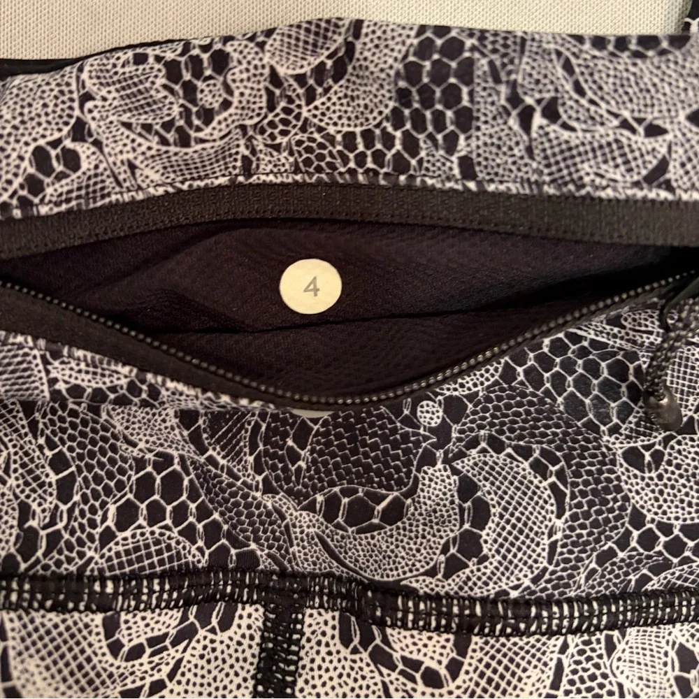 Lululemon Leggings Speed Wunder Tight (Nulux) 28” Black White Lace size 4